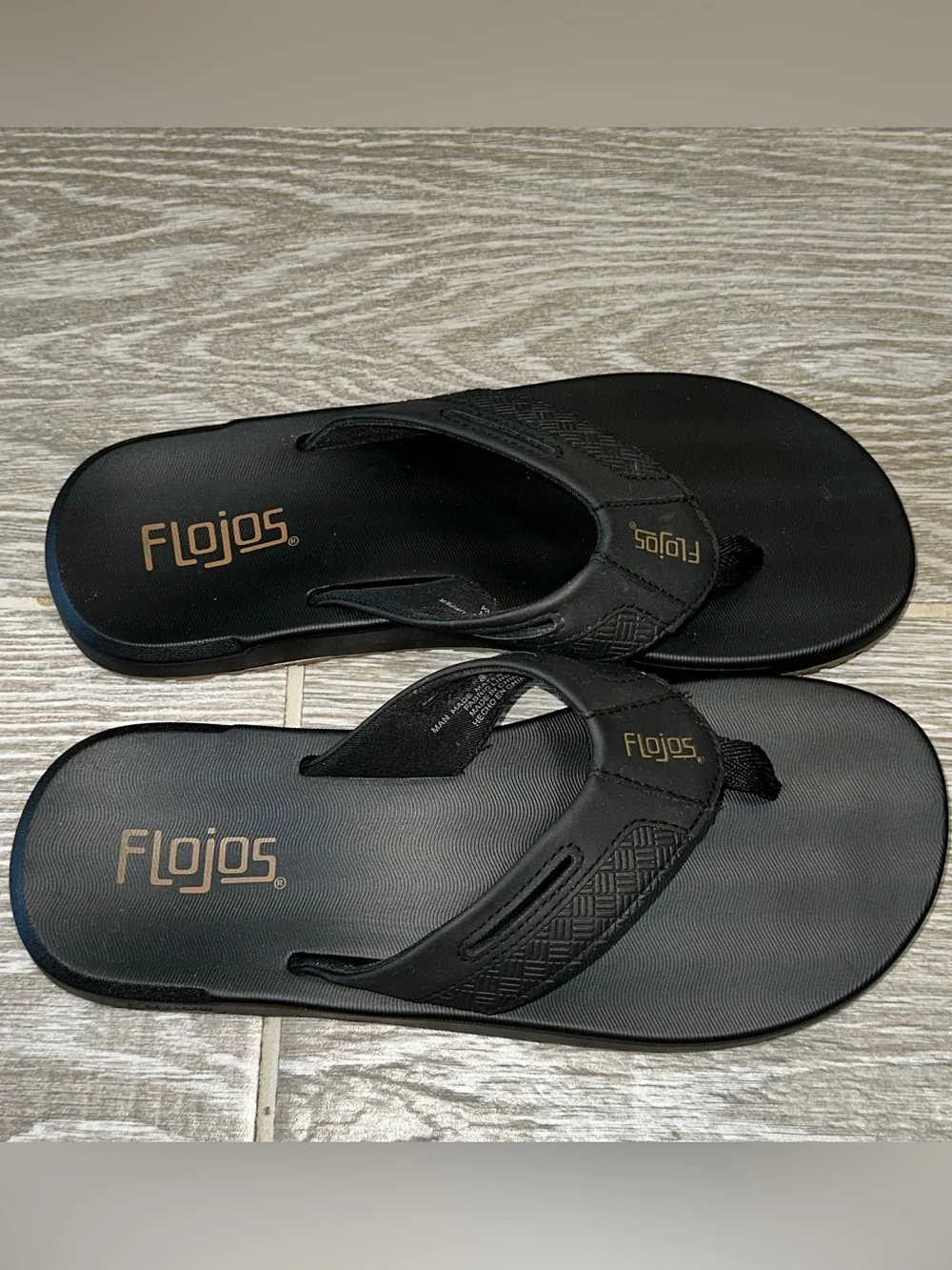 Flojos Ryan Men's Sandal Black Comfort Memory Foam Flip Flops Size 8 Beach Shoe
